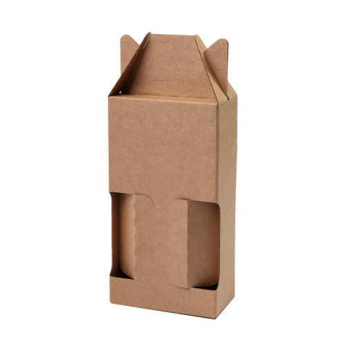 Gofrētā kartona kaste divām 0.5L pudelēm, 140x72x255mm, brūna, iepakojumā 25gab.