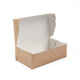 Kartona konteiners ar atlokāmu vāku 205x120x65mm, balts/brūns, iepakojumā 100gab.