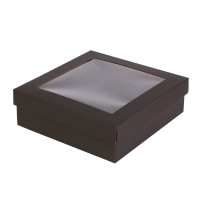 Gofrētā kartona kaste ar logu, 245x245x80mm, melna (K24524580ME)