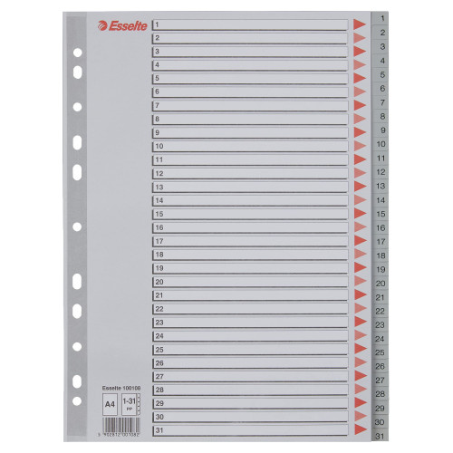 Dalītājs Esselte PP, A4, numuri 1-31, plastmasa (100108)